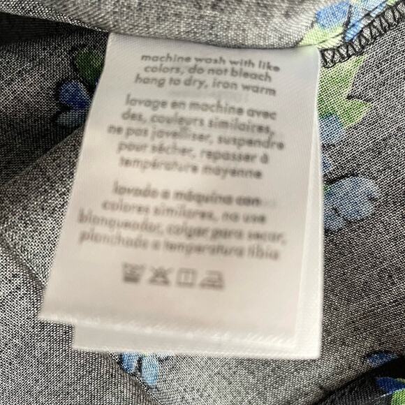 WeWoreWhat Women's Floral Print Ruffle Blouse Watercolor Ditsy Black Multi Sz L - Picture 7 of 10